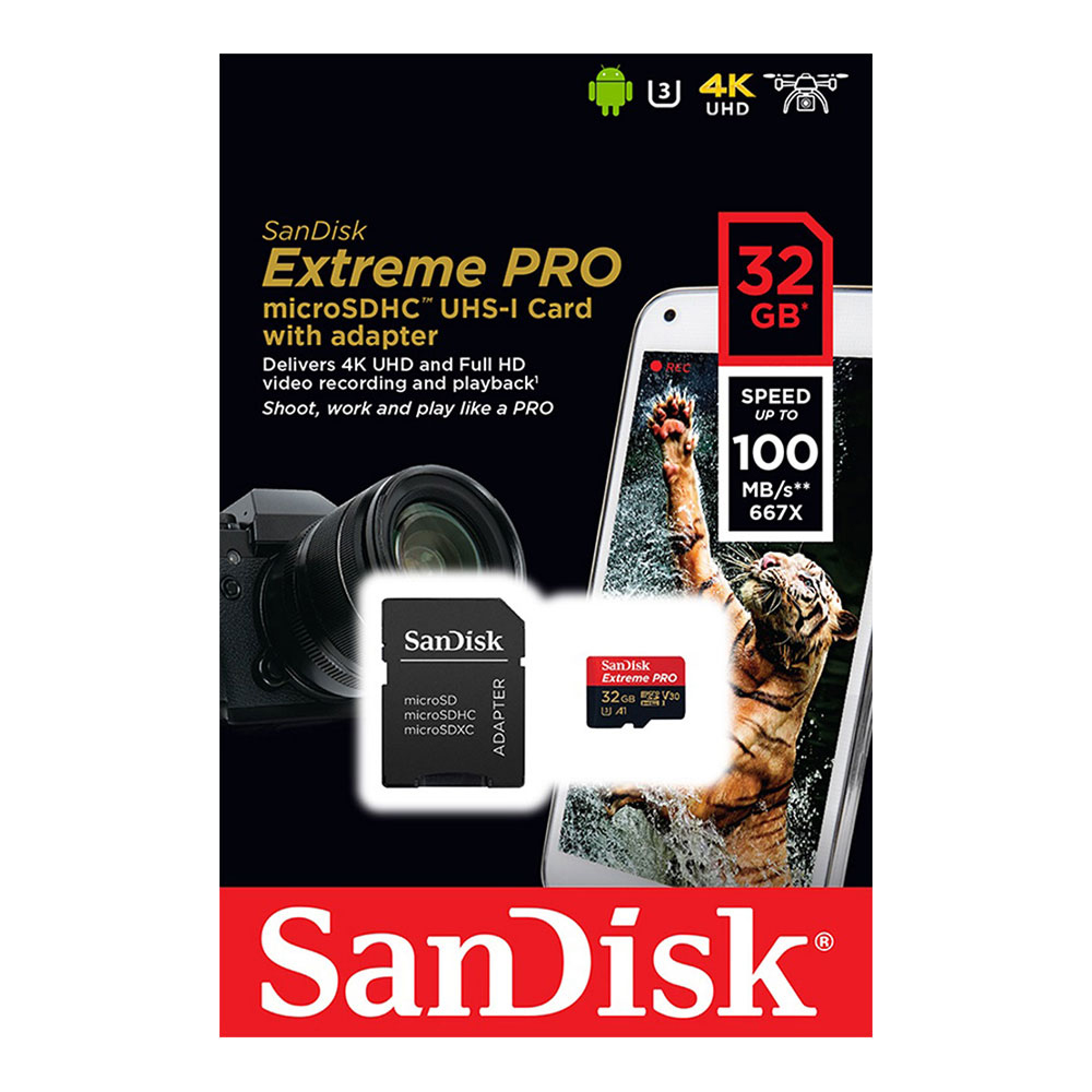 SanDisk EXTREME PRO® A1 32GB microSDXC UHS-I Card with Adapter - 100MB/s**667x 